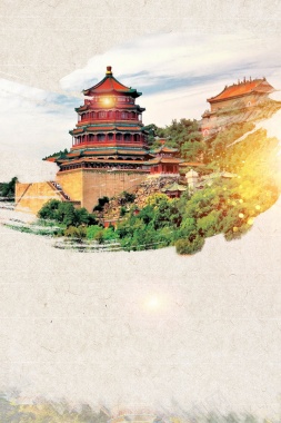 著名建筑北京旅游海报背景