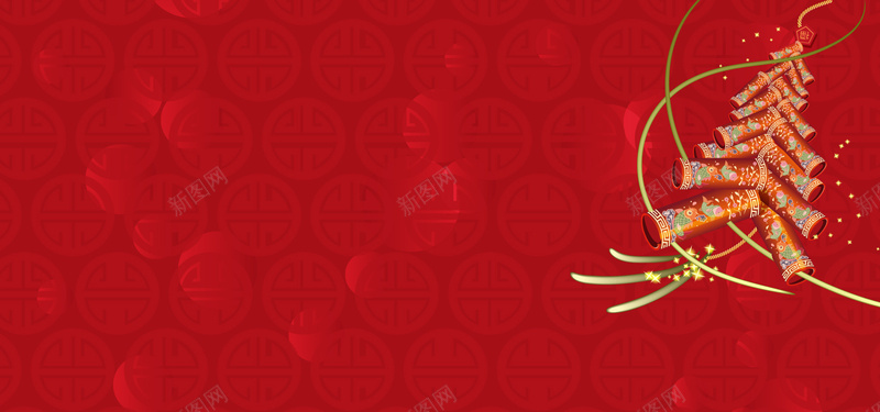 春节底纹中国风红色banner背景背景