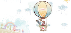 热气球美女浪漫卡通背景高清图片