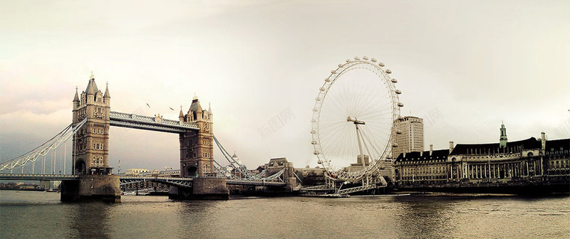 伦敦桥背景jpg_新图网 https://ixintu.com 伦敦 城市 建筑 摄影 摩天轮 桥梁 详情页海报 风景