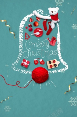 创意手绘圣诞彩铃圣诞海报背景