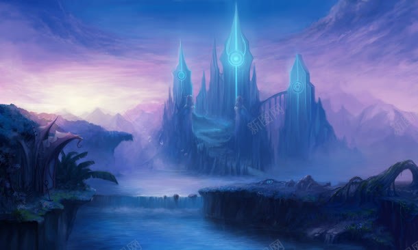 紫蓝色神秘游戏宫殿背景