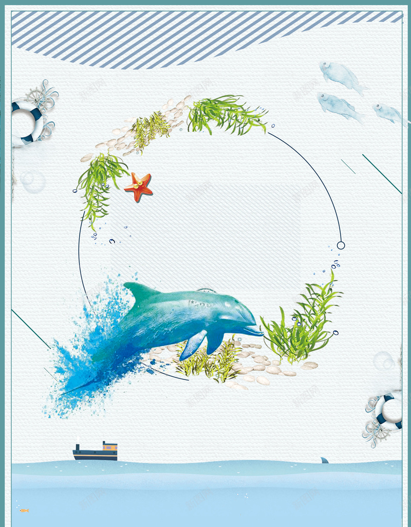 矢量插画海洋世界背景psd设计背景_新图网 https://ixintu.com 海底世界 海洋总动员海报 海洋生物 海洋鱼 海豚 珊瑚 生态环境 鲨鱼