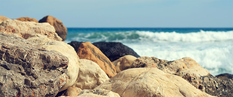 海岸石头背景摄影图片