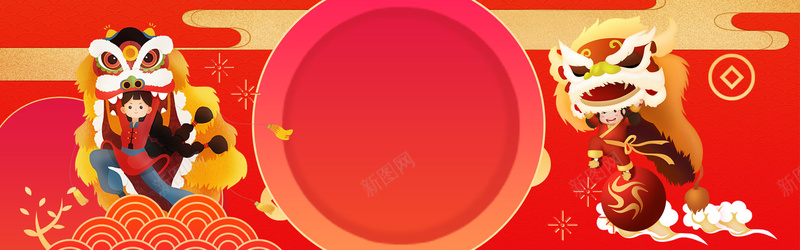 红花标题框春节中国风红色海报背景背景