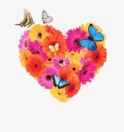 彩绘爱心花朵蝴蝶图案素材