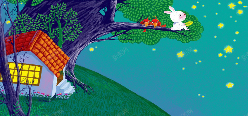 可爱动画片背景jpg设计背景_新图网 https://ixintu.com 儿童 兔子 动画片 卡通 幼儿园 手绘 海报banner 童趣 美术