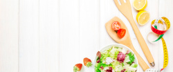 素食俯拍健康饮食水果沙拉海报背景高清图片