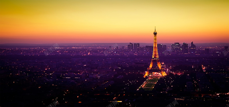 法国埃菲尔爱铁塔夜景背景摄影图片