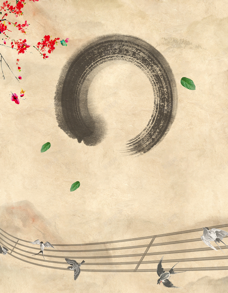 中国风音乐节古典褐色音符背景背景图片免费下载 素材0yvqwujae 新图网