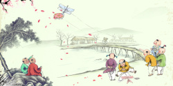 继承传承中国风淡雅意境风筝节海报背景高清图片