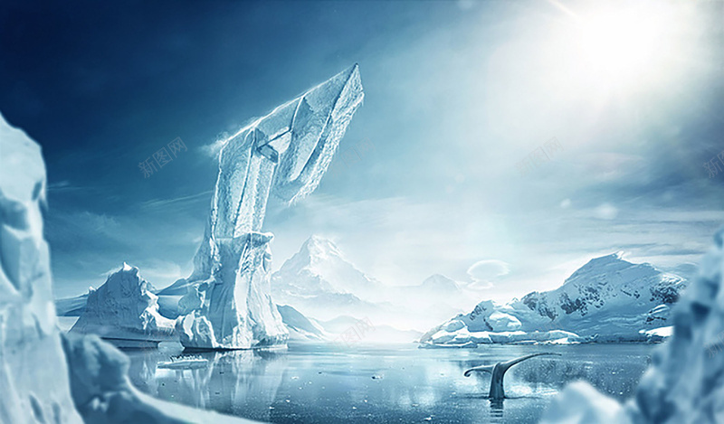 冰川背景图jpg_新图网 https://ixintu.com 冰川 太阳光 摄影 海豚尾巴 白色冷 风景