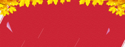 秋季树叶对话框秋季黄树叶磨砂质感红色banner高清图片