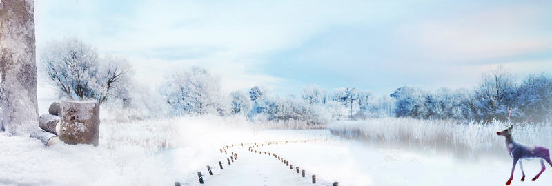 雪景banner背景摄影图片