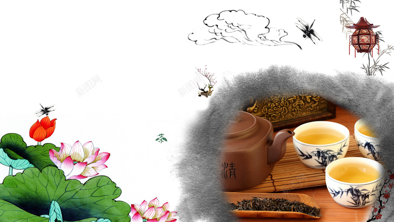 中国风荷花茶文化茶道宣传海报背景psd设计背景_新图网 https://ixintu.com 中国风 功夫茶 广告设计 惬意 海报背景 禅茶 茶壶 茶文化 茶行 茶谱 茶道品茶 荷花 铁观音 龙井茶