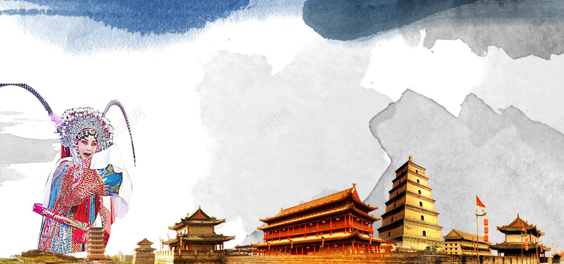 京剧古都国内旅游海报背景背景