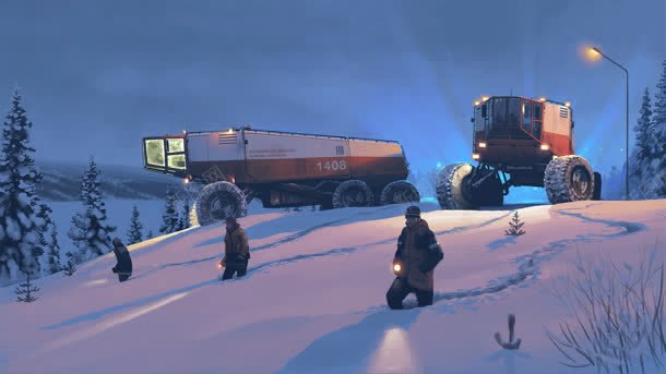冬日雪地人物卡车jpg设计背景_新图网 https://ixintu.com 人物 冬日 卡车 雪地