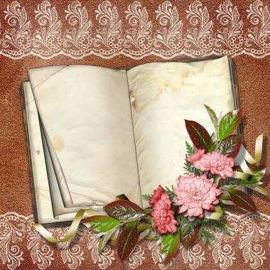 复古书本与鲜花背景