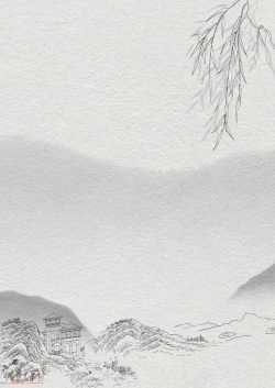 湖边柳树装饰画简约中式禅意装饰画海报psd高清图片