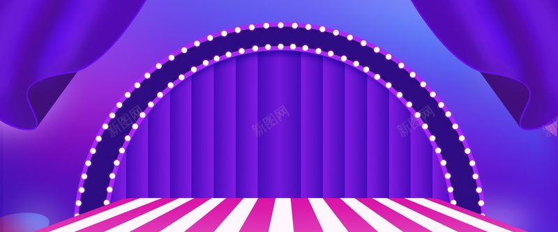 双11拱门几何紫色banner背景