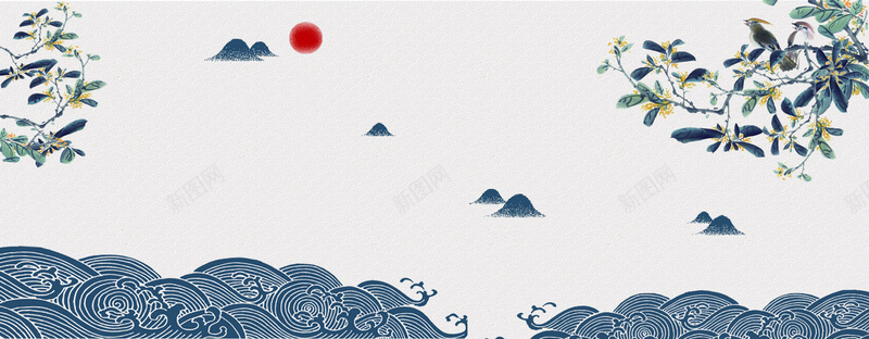 中国风复古手绘banner背景