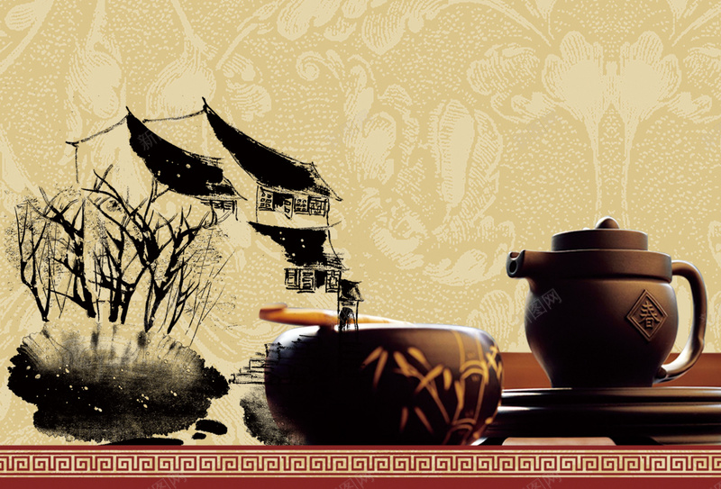 茶行菜单背景psd_新图网 https://ixintu.com 中国风 梅花 茶 茶单 茶单图片下载 茶壶 茶水单 茶馆点茶单 菜单