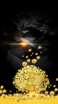 铜钱树金融理财宣传创意金融H5背景高清图片
