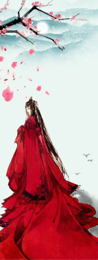 红衣女子中国古风背景背景