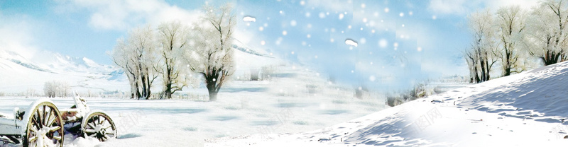 树鸟笼冬季雪景唯美背景banner摄影图片