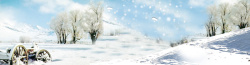 冬季雪景唯美背景banner摄影图片