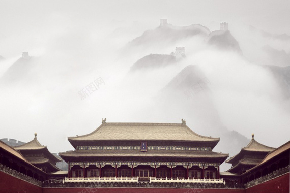 宏伟中国风故宫古建筑江山背景