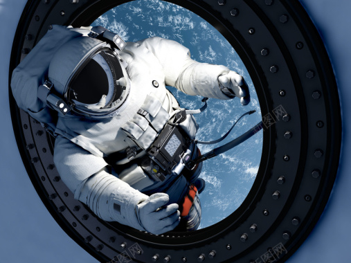 创意宇航员与星球未来科技摄影图片
