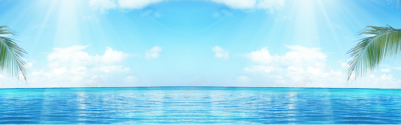 海边暑期背景banner摄影图片
