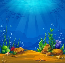 平面海底素材夏天海底世界背景模板矢量图高清图片