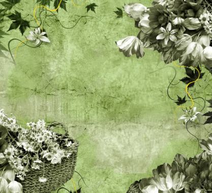绿色学景下的手绘花朵背景