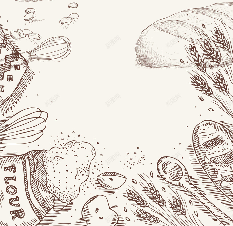 手绘食品海报展板背景psd设计背景_新图网 https://ixintu.com 卡通 展板 手绘 童趣 糕点 谷类 食品