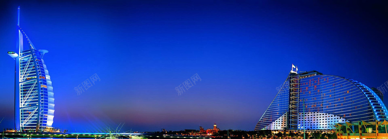 迪拜帆船酒店迪拜七星级酒店夜景banner壁纸摄影图片