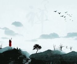新中式抽象墙中国风水墨风禅背景高清图片
