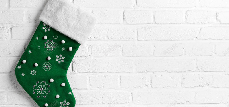 圣诞袜与墙体背景jpg设计背景_新图网 https://ixintu.com 圣诞节 海报banner 白色 砖墙 纹理 袜子 质感