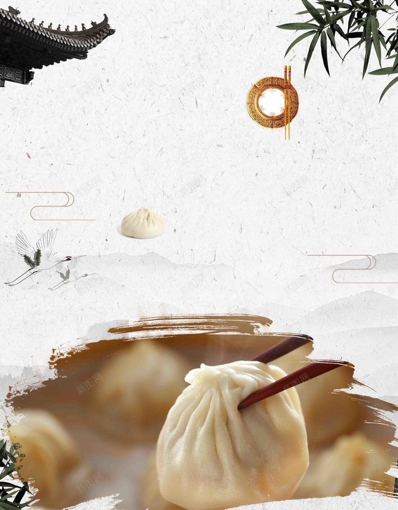 小笼包早餐宣传推广psd设计背景_新图网 https://ixintu.com 中华美食 包子 叉烧包 吃的 宣传 小笼包 煎包 餐饮海报