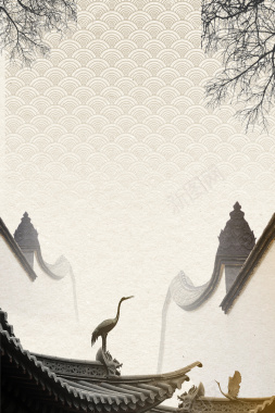 纹理底纹中国风意境徽派建筑海报背景背景