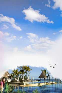 毛里求斯清新国庆出境游毛里求斯旅游海报背景psd高清图片