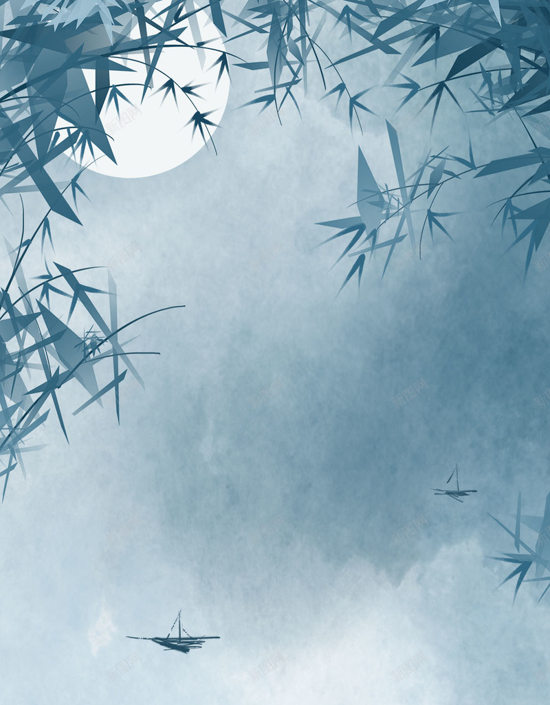 蓝色水墨竹林背景背景图片免费下载 素材0yvqjajuq 新图网