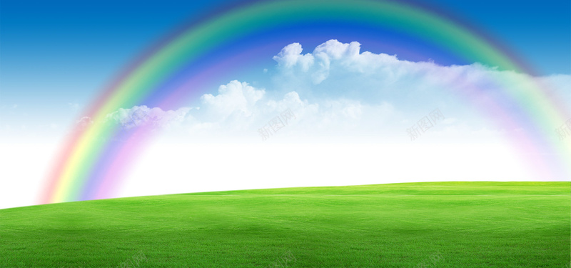 蓝天彩虹风景背景摄影图片