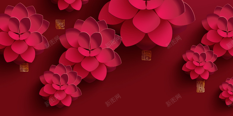 红色花开富贵新年背景jpg设计背景_新图网 https://ixintu.com 中国风 图片 庆祝 新年 红色 背景 花开富贵