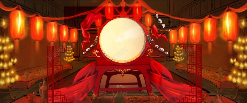 中国风室内酒会酒宴淘宝灯笼新年背景psd设计背景_新图网 https://ixintu.com 中国风 大鼓 室内 屏风 灯笼 红色 红菱 酒会 酒宴