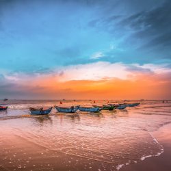 夕阳下的海滩唯美夕阳下的海滩高清图片