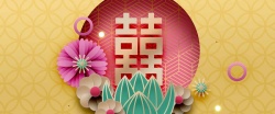 立体喜字新年春节黄色3D立体新式简约背景高清图片