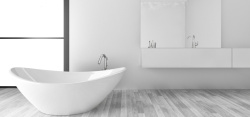 白色洗手台浴缸与洗手台装潢效果高清图片