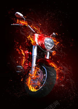 超酷火焰摩托车背景